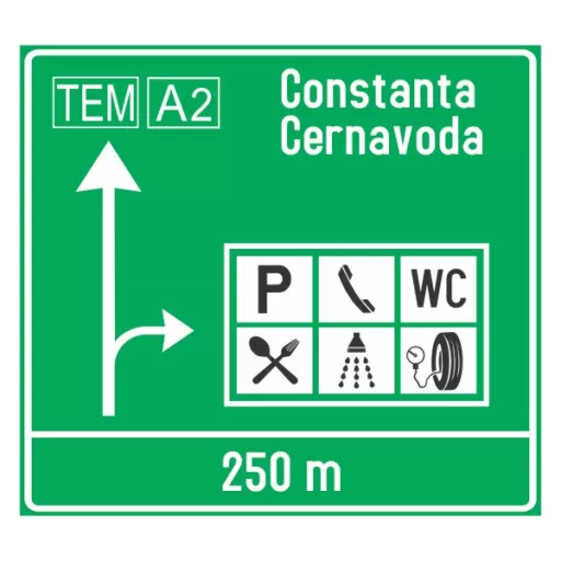 Presemnalizarea pe autostrada pentru spatiu de servicii