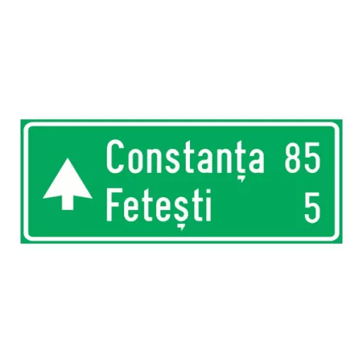 Confirmarea directiei de mers pentru autostrada spre localitati mai importante si distantele pana la acestea