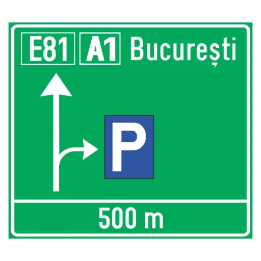 Presemnalizarea pe autostrada pentru parcare