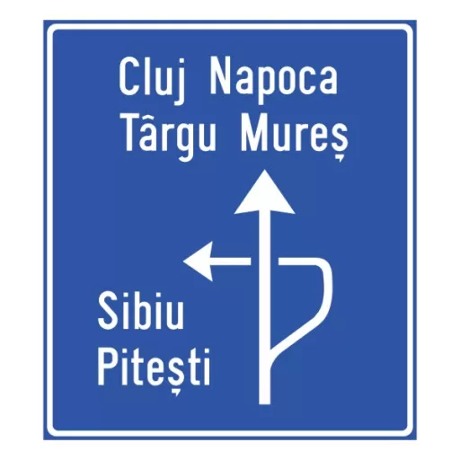 Presemnalizarea directiilor la o intersectie denivelata de drumuri